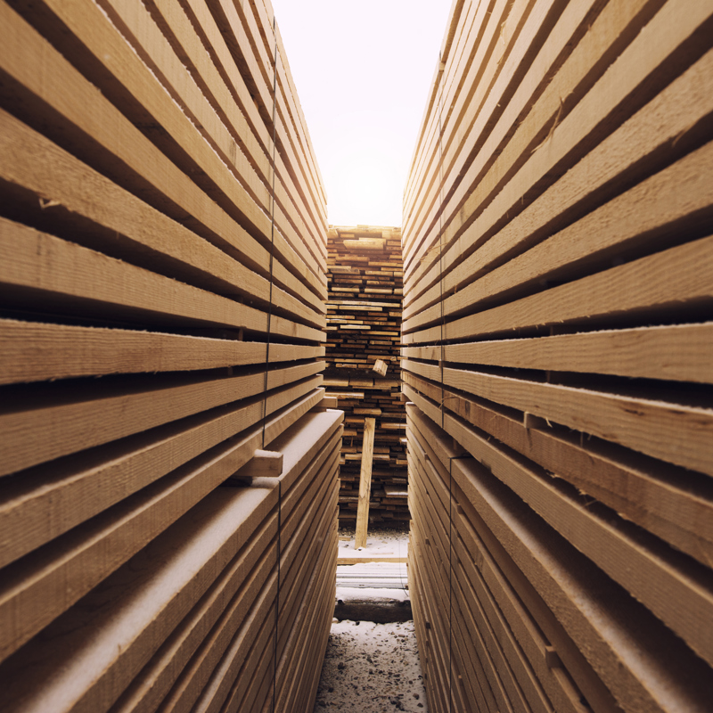 Stack Wooden Planks Sawmill Lumber Yard